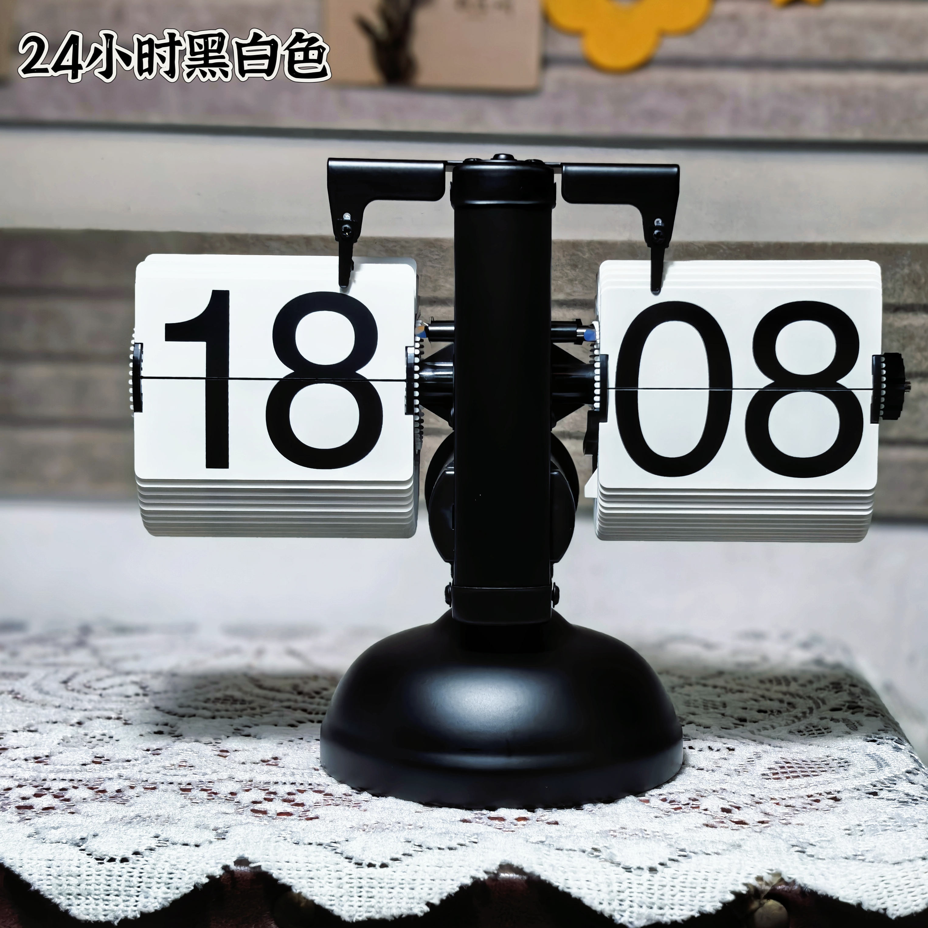 复古小天平自动翻页钟表经典欧式客厅桌面座钟工艺品单脚时钟