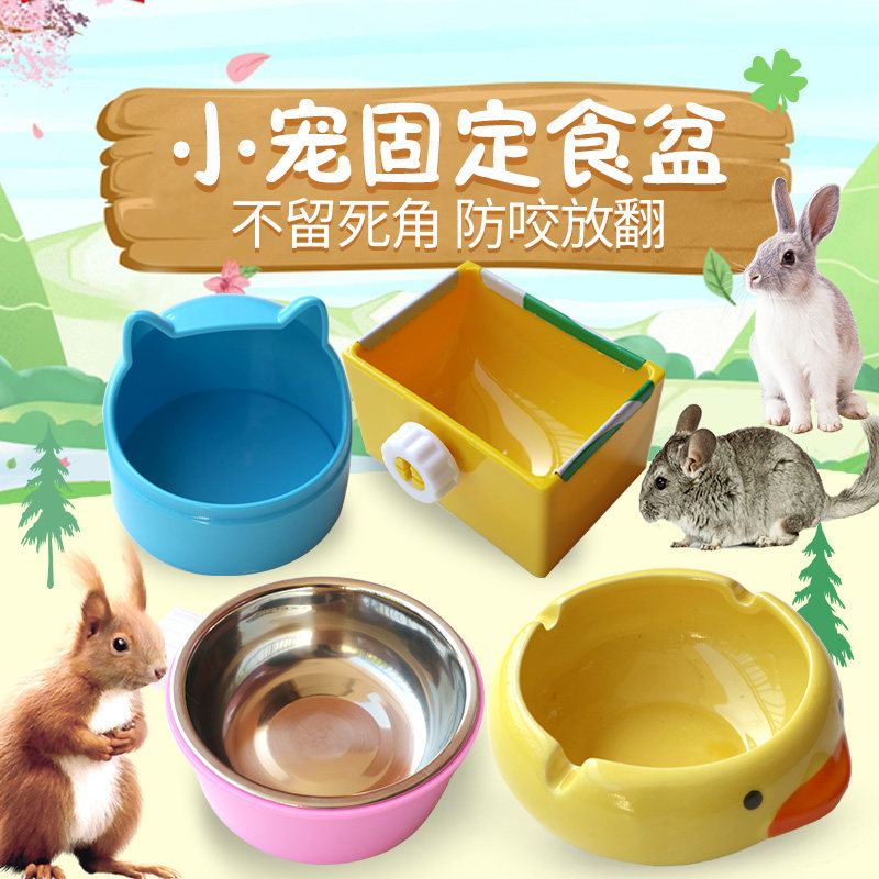 兔子食盒食盆用品食具碗松鼠荷兰猪豚鼠龙猫饲料盒粮食笼子固定