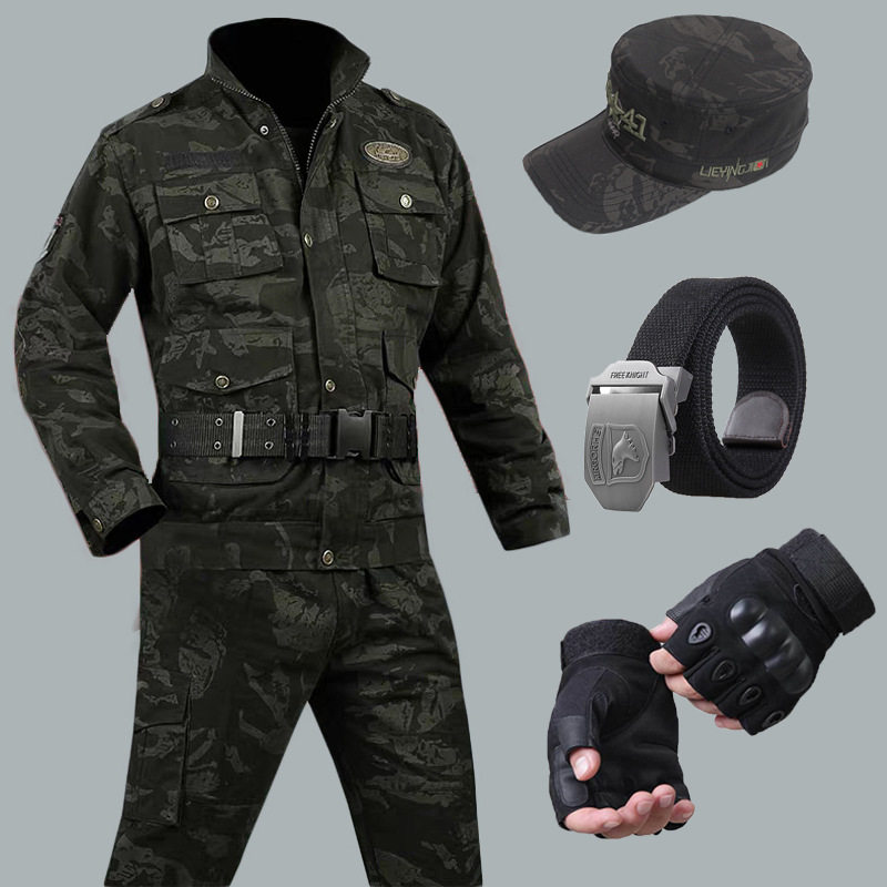 猎鹰基地纯棉黑鹰迷彩服套装男女春秋冬加厚耐磨劳保工作服军训服