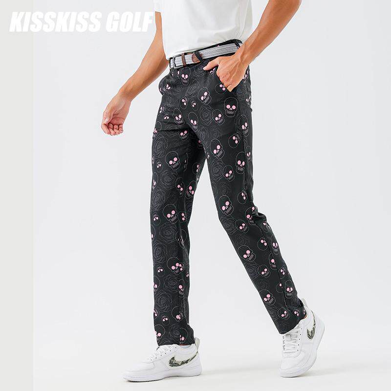 KISSKISSGOLF男高尔夫服装长裤休闲时尚透气速干个性骷髅印花裤子