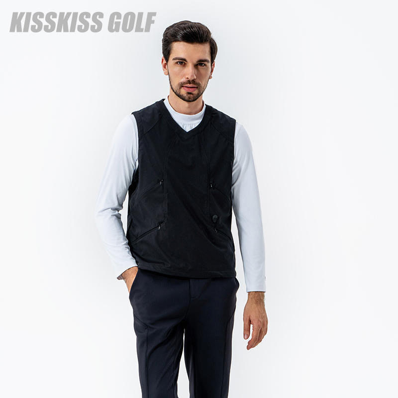 KISSKISSGOLF高尔夫男士防风背心运动休闲秋冬保暖简约马甲男