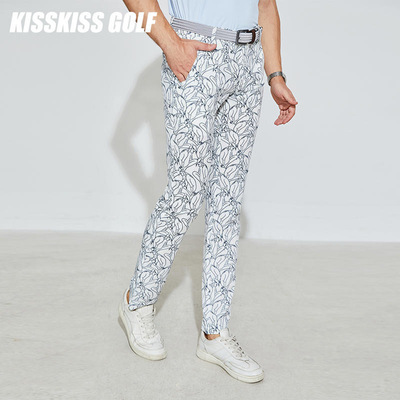 KISSKISSGOLF男士印花长裤高尔夫运动裤夏季透气速干休闲裤男裤