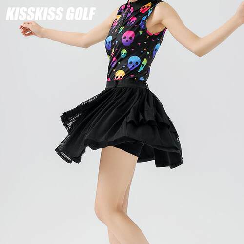 KISSKISSGOLF女士高尔夫纱纱裙运动飘逸打底短裙网球羽毛球半身裙