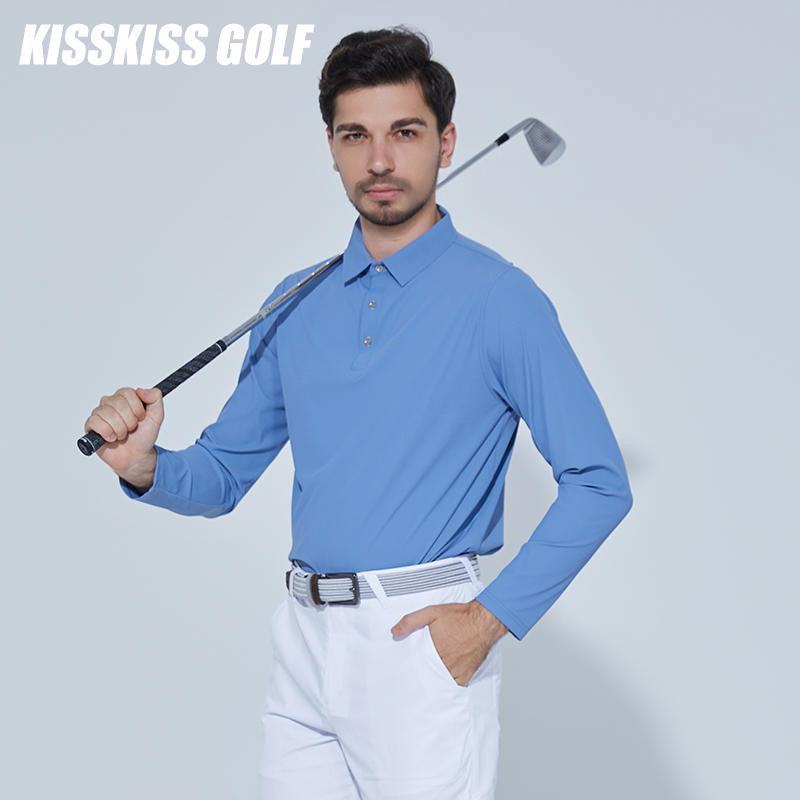 KISSKISSGOLF男装长袖运动POLO衫 高尔夫T恤休闲亲肤透气速干上衣