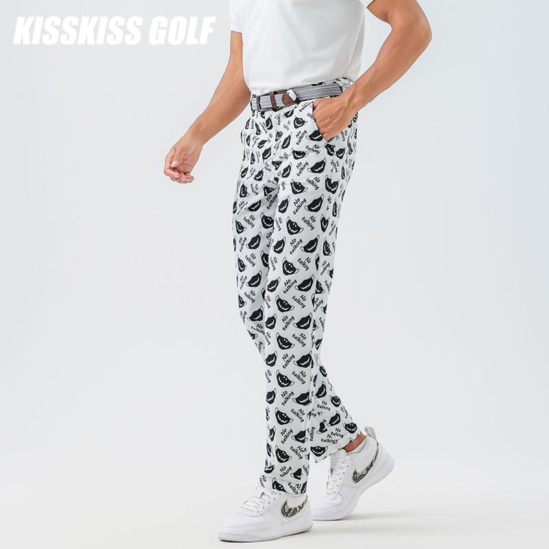 KISSKISSGOLF高尔夫男士印花长裤运动休闲透气速干时尚个性裤子夏