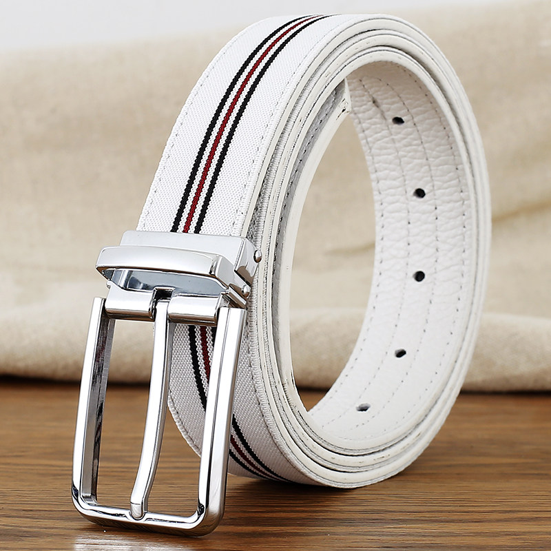皮带男女帆布腰带头层牛皮牛仔裤白色真皮休闲年轻人百搭韩版简约