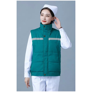 短款加厚保暖护士马甲医院急诊外出冬季棉衣羽绒服医生值班丝棉袄