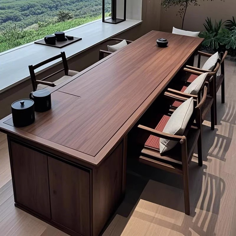 新中式黑胡桃白蜡木茶桌椅组合2025客厅酒店办公室民宿实木茶台,住宅家具,家用茶台/茶桌,淘宝优惠券,粉丝福利购,淘宝优惠卷