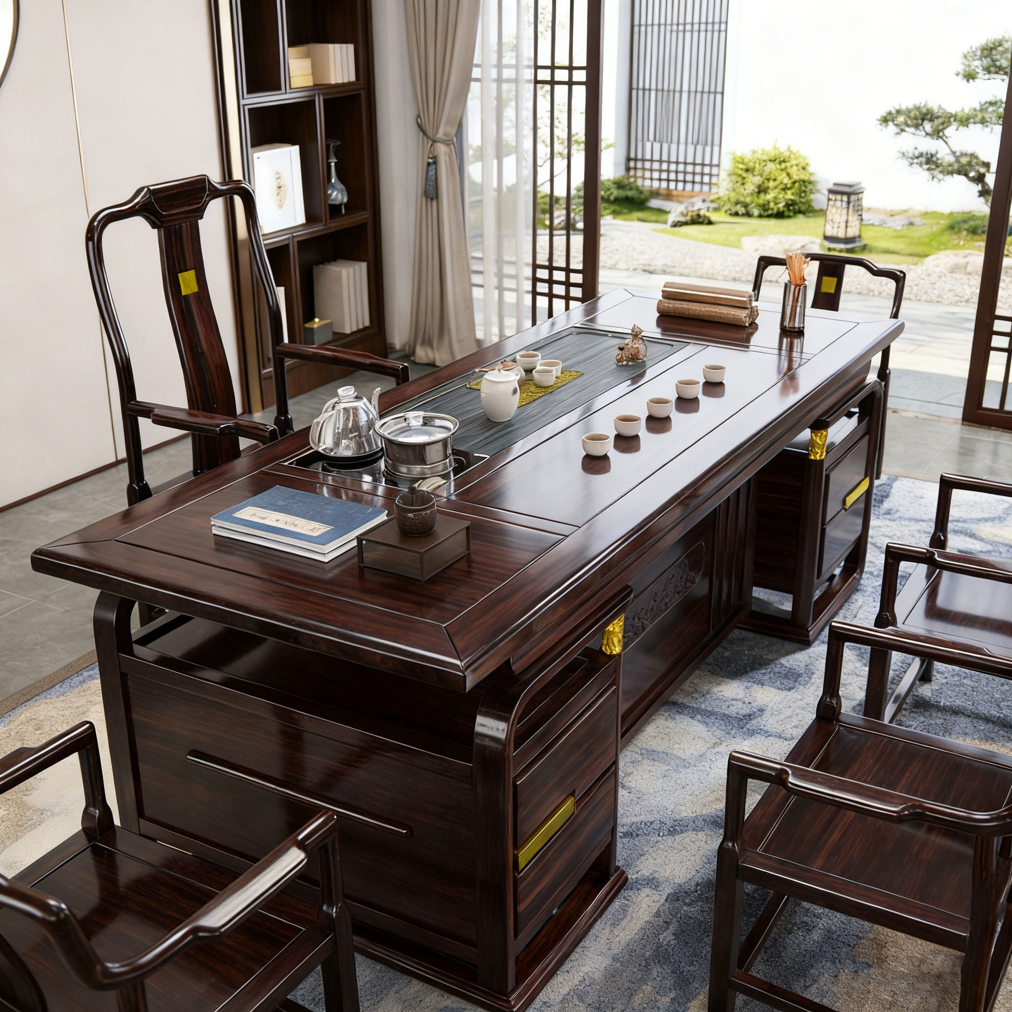 全实木茶桌椅组合新中式大板桌现代简约客厅家用原木茶几阳台泡茶,住宅家具,家用茶台/茶桌,淘宝优惠券,粉丝福利购,淘宝优惠卷