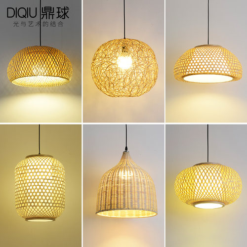 竹编吊灯日式民宿饭店竹子中式y灯笼火锅店餐厅中国风茶室竹艺灯