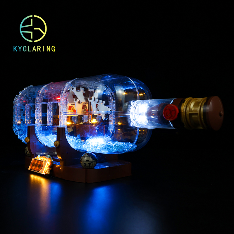 乐高可匀适用led瓶中船