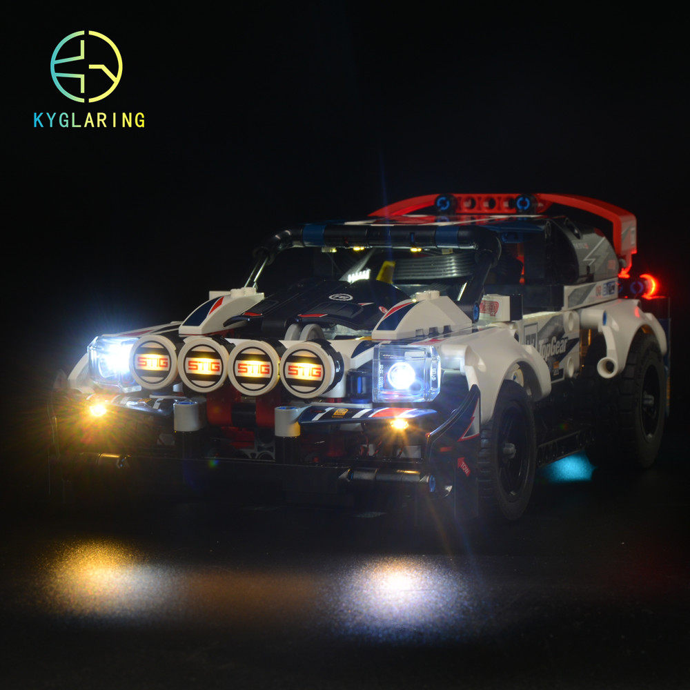 ky可匀适用跑车玩具乐高42109top gear 拉力赛车系列积木led灯饰