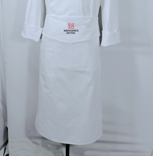 掌勺人卡扣翻腰折边半身围裙酒店男女加宽粤菜商务星级酒店黑珍珠