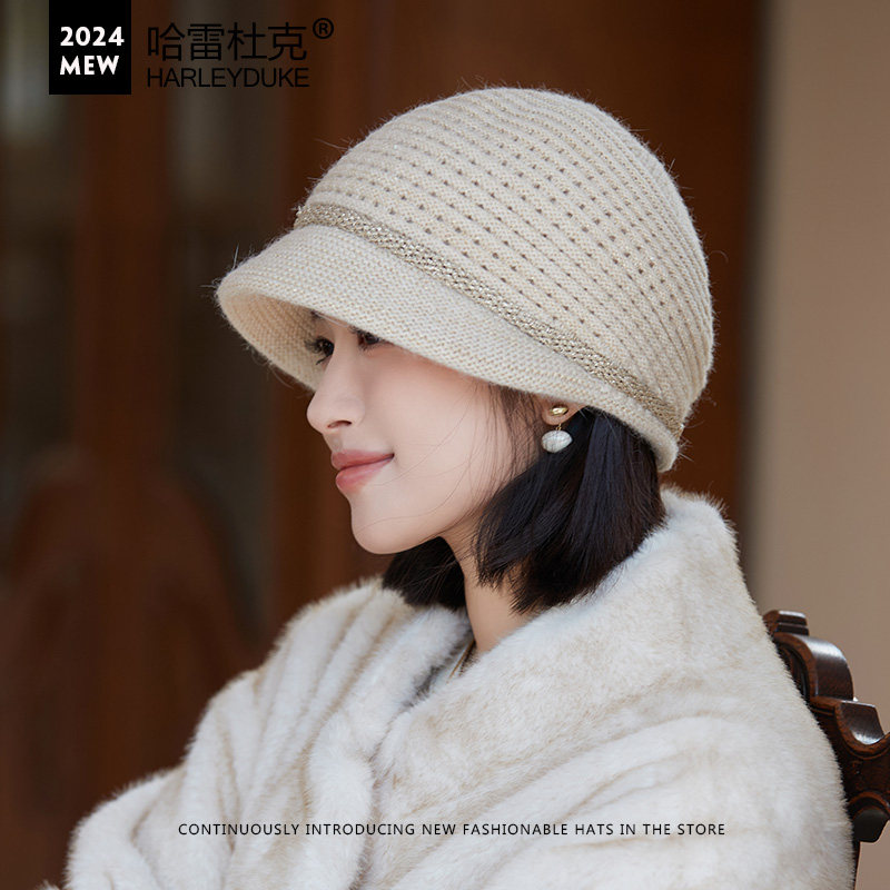 法式气质贝雷帽子女中青年短檐显脸小洋气妈妈冬季保暖护耳毛线帽,服饰配件/皮带/帽子/围巾,帽子,淘宝优惠券,粉丝福利购,淘宝优惠卷