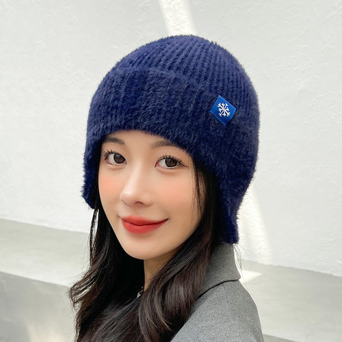 秋冬季男女可戴头盔安全帽毛线帽