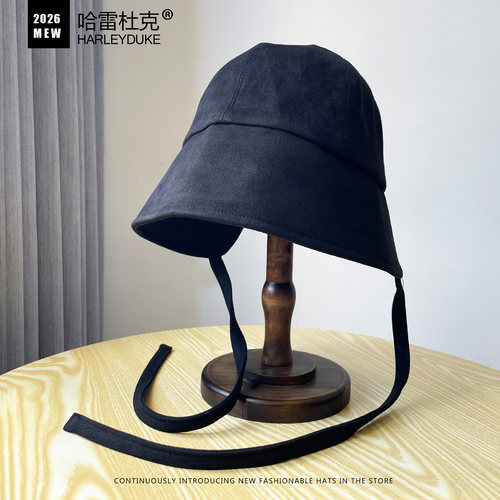 法式甜美保暖显脸小绑带渔夫帽