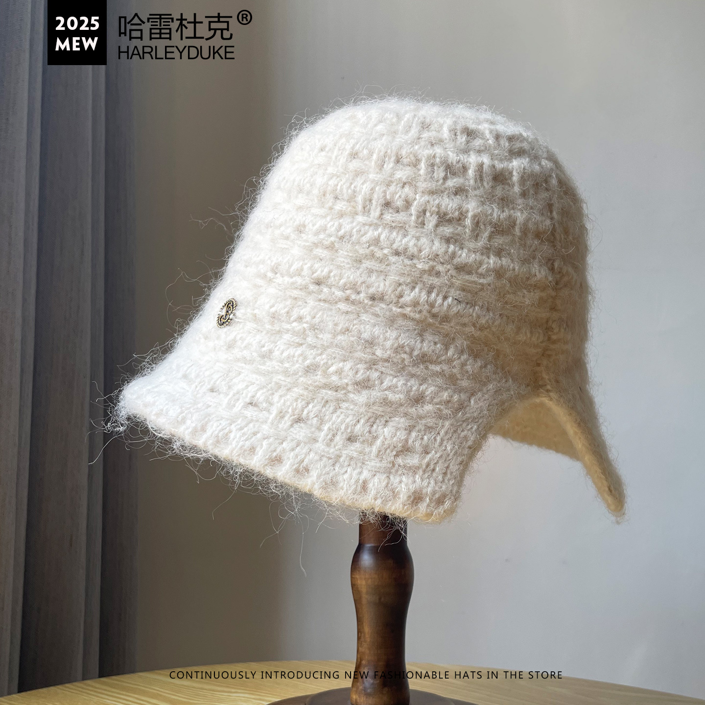 秋冬纯色针织水桶帽百搭毛线帽女