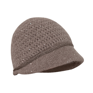 法式气质短檐贝雷帽子女秋冬季双层毛线帽保暖护耳百搭青年包头帽