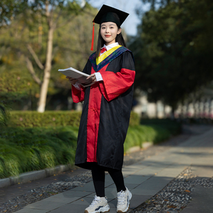 贡绒高端学士学位服文理科大学生毕业礼服硕士博士学位袍毕业拍照