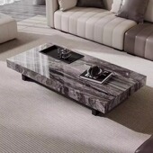 高级长方形茶几2025年新款 现代简约小户型客厅家用意式 极简大理石