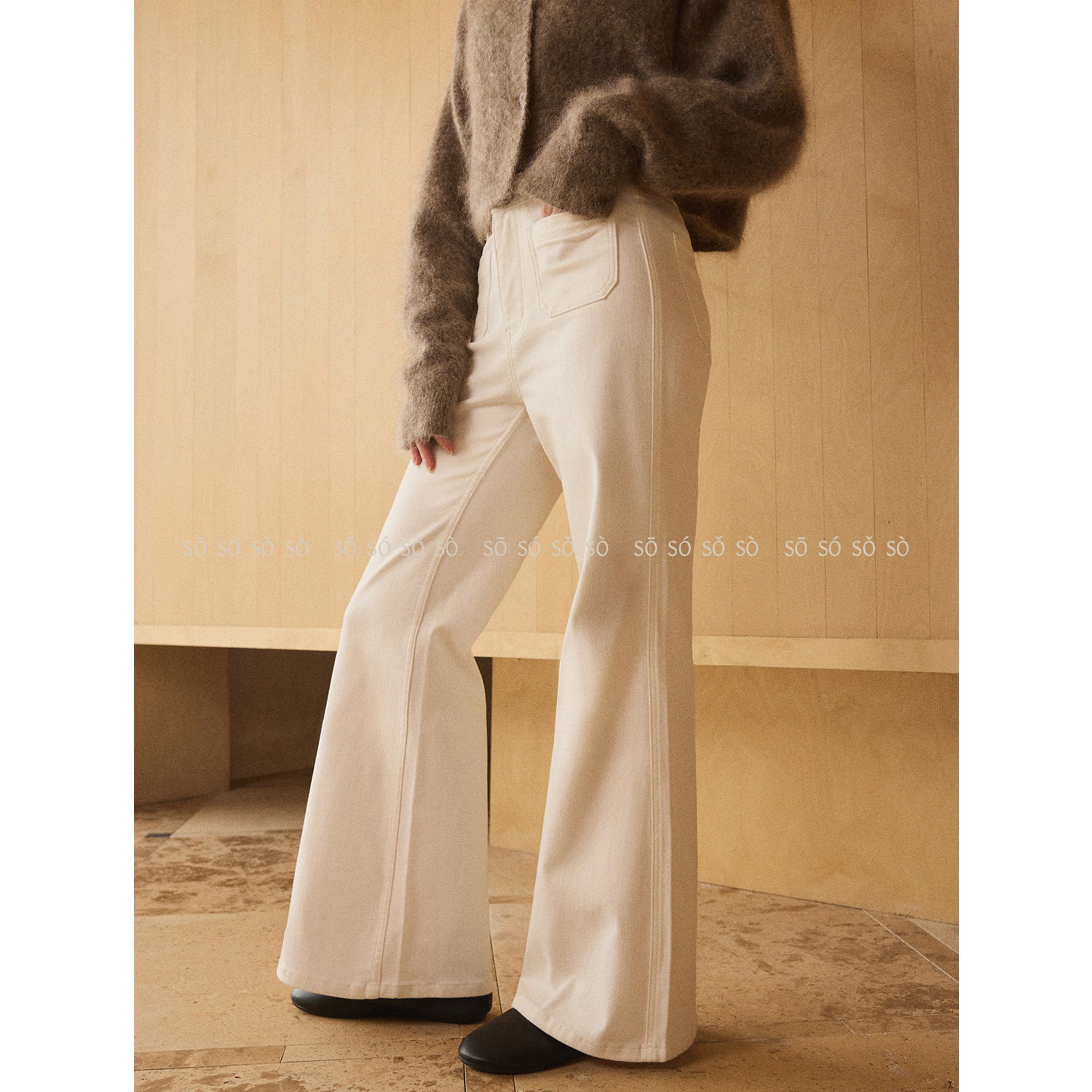 SO【98棉三防牛仔裤】25年初秋复古高腰微喇前后双口袋牛仔裤