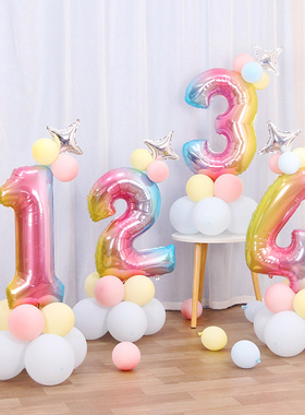 0-9生日数字气球立柱路引儿童周岁派对场景布置 宝宝满月百天装饰