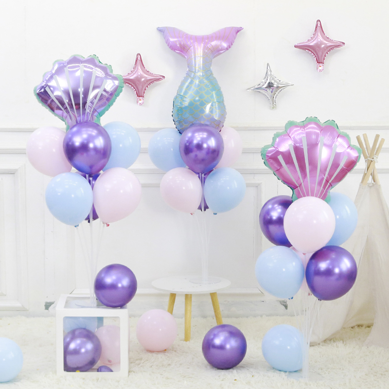 女宝宝一周岁生日布置美人鱼桌摆