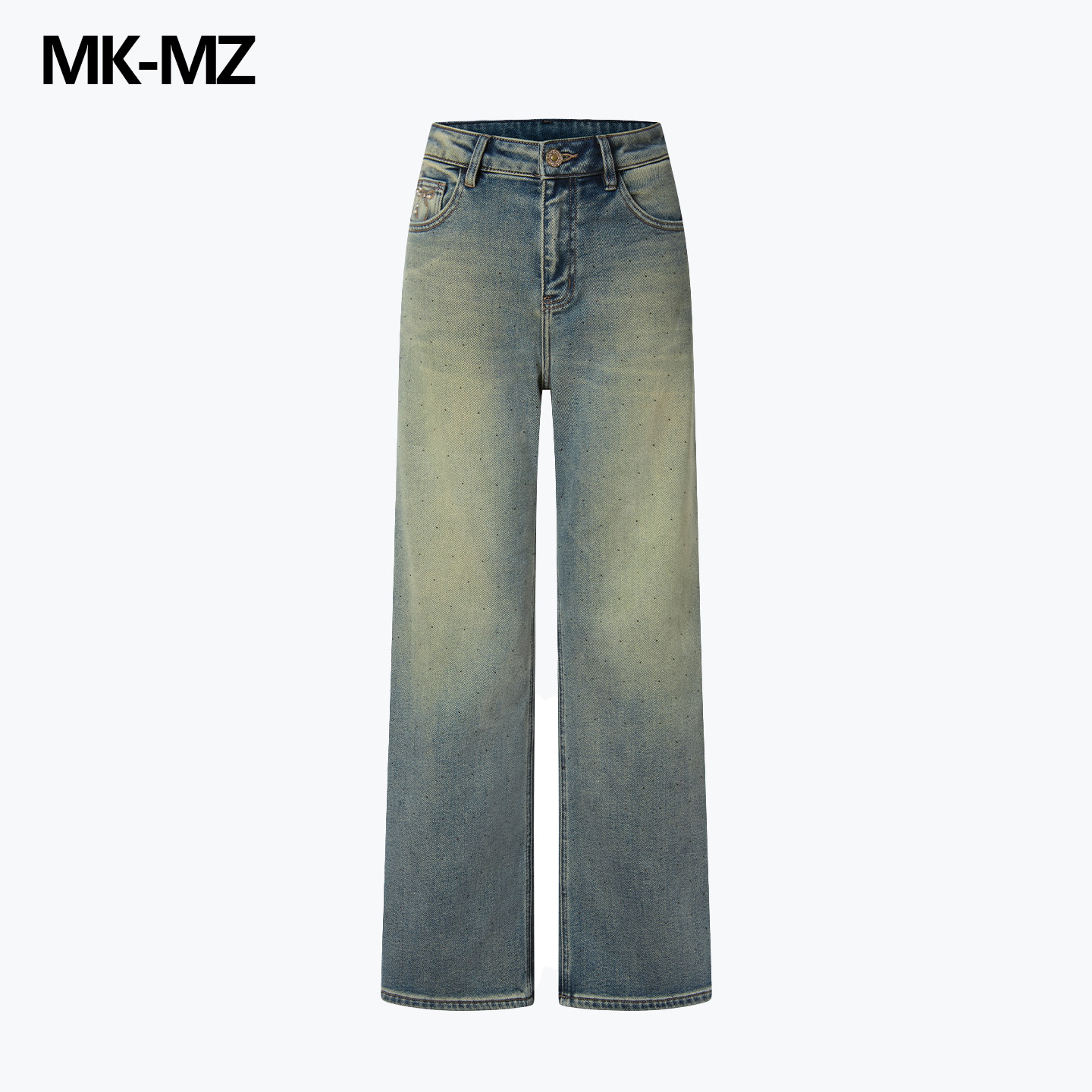 MKMZ「旧蓝简叙」老钱风做旧浅色阔腿牛仔裤女高腰显瘦垂感长裤