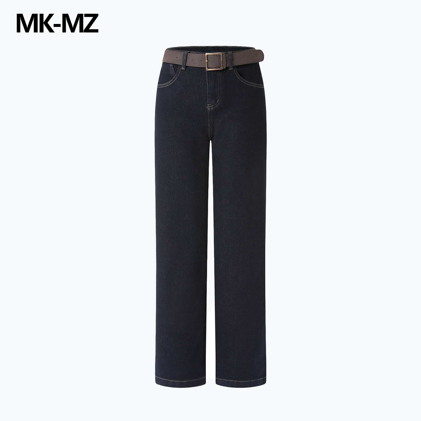 MKMZ「靛夜简叙」老钱风深靛蓝阔腿牛仔裤女高腰显瘦垂感配腰带