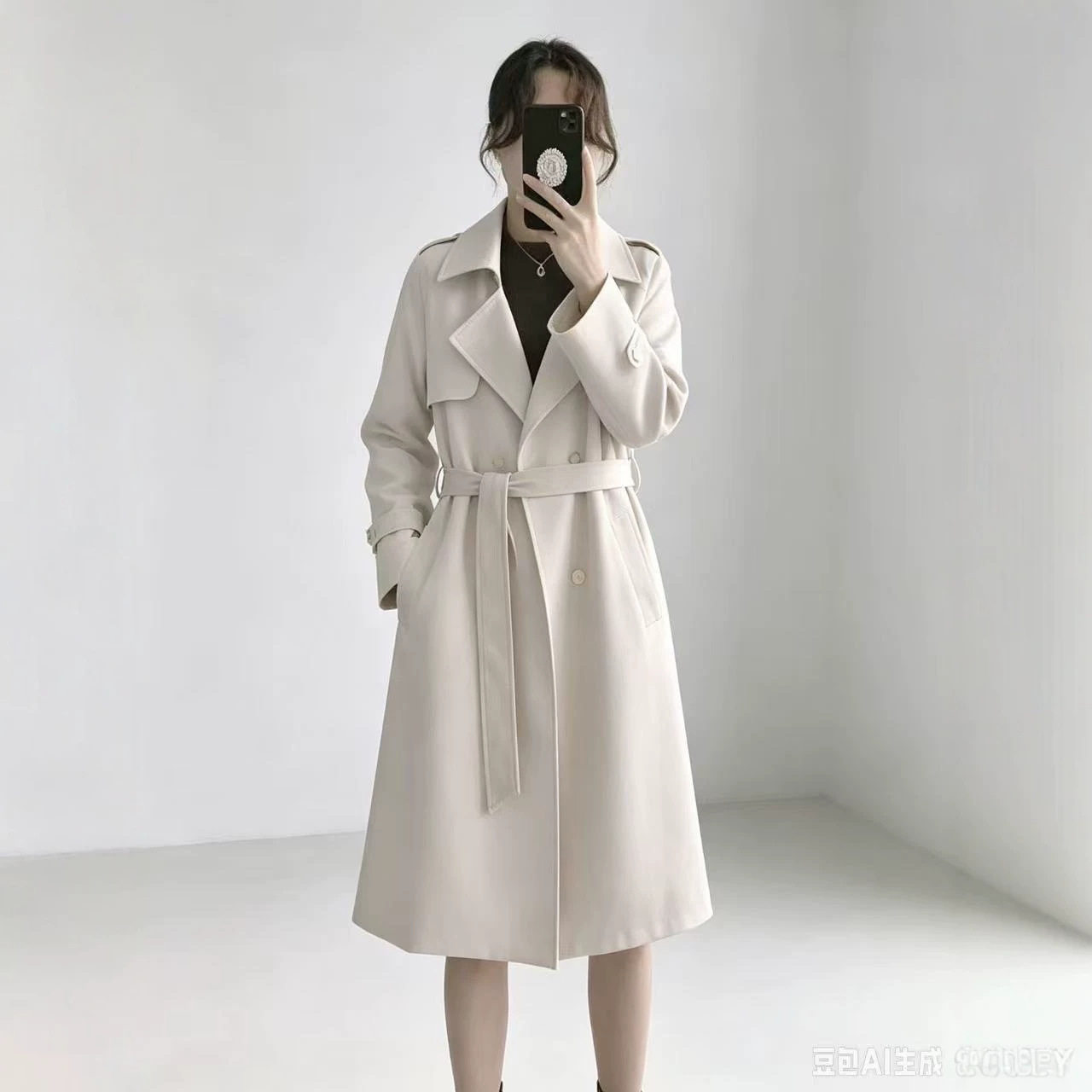 跨境新款高级感风衣女春秋英伦风气质高端大气休闲系带长款外套潮