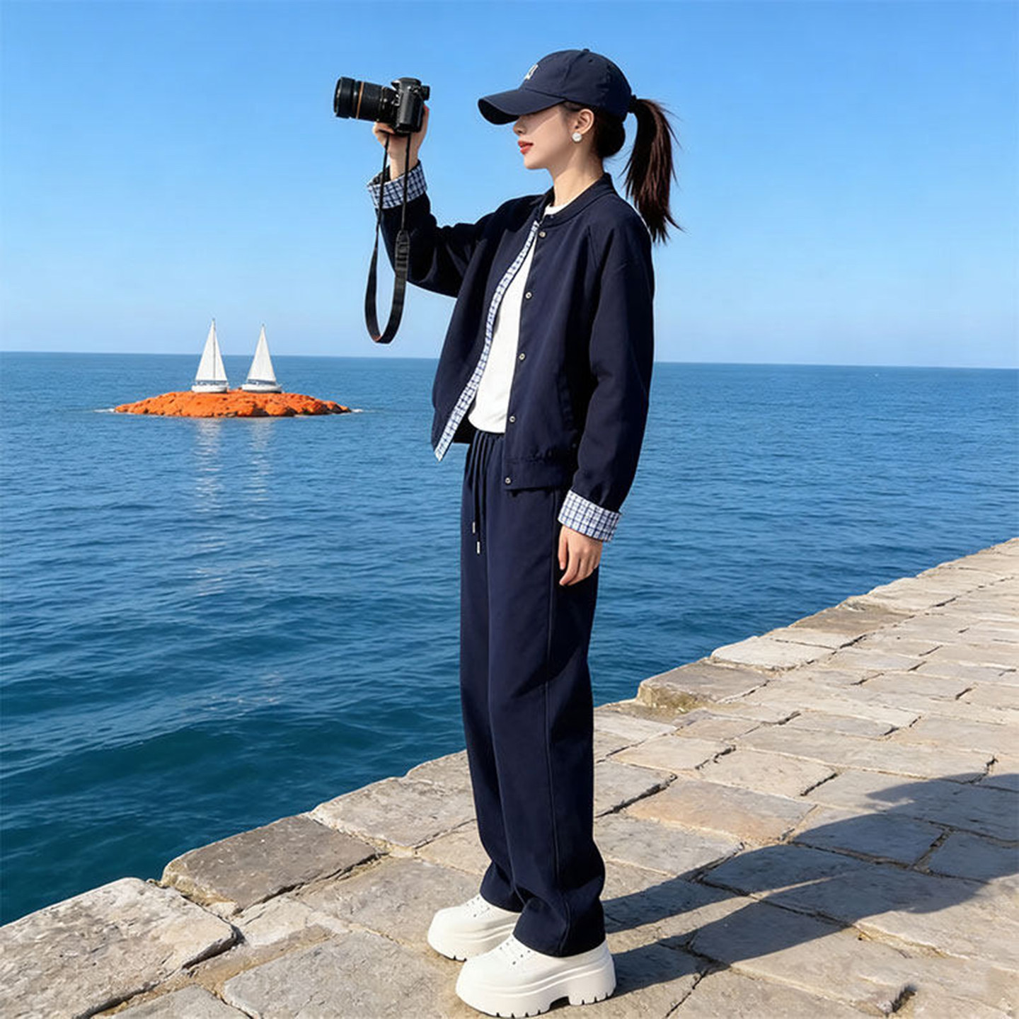 今年流行漂亮拼接时尚搭配一整套2026新款女装春秋穿搭两件套装女