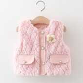 女童毛毛衣马甲秋冬季 背心3岁潮5 外穿1岁半婴儿童坎肩2女宝宝韩版
