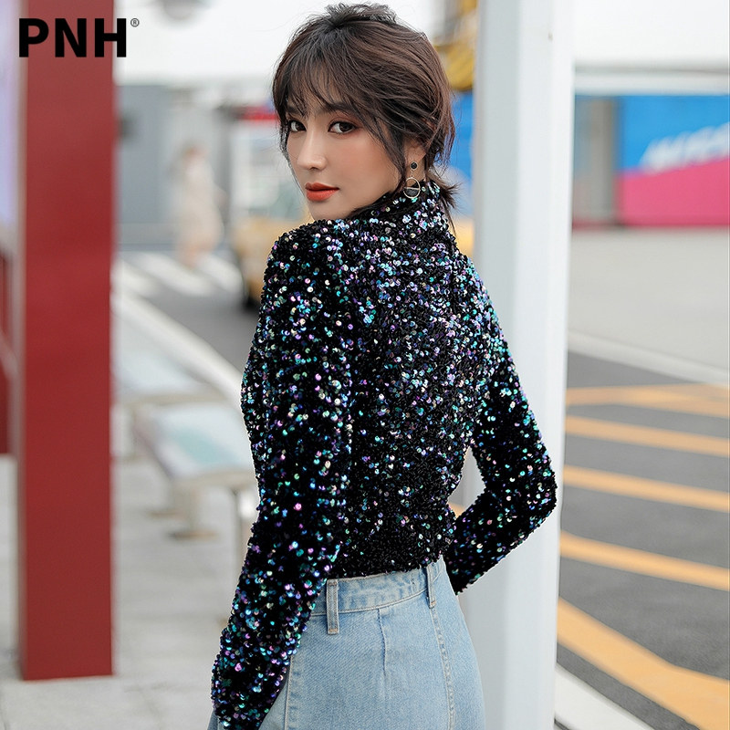 品诺狐亮片很仙的上衣超仙秋冬2020新款春秋季闪闪blingbling上衣