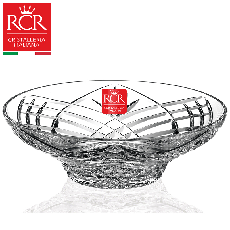 rcr水晶果盘刻花玻璃欧式水果兜