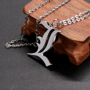 动漫死亡笔记L标志银色项链死神流克动漫周边日韩项饰品项链