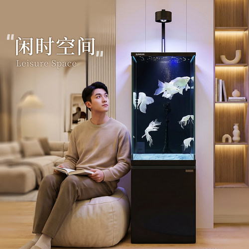 森森新款超白底滤方缸边几缸