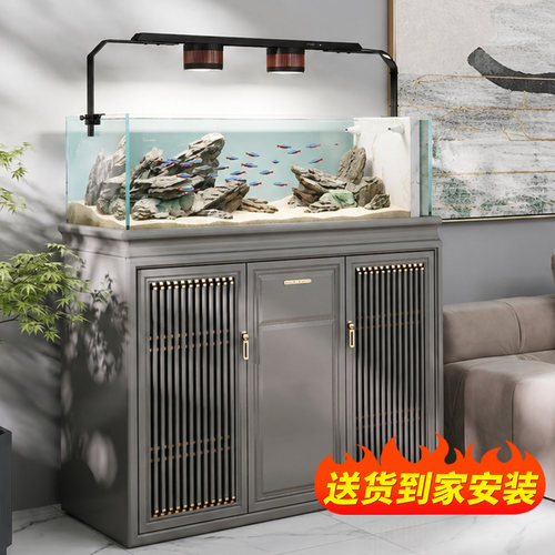 2026新款森森极窄岩板溪流缸超白玻璃客厅大型底过滤原生造景鱼缸