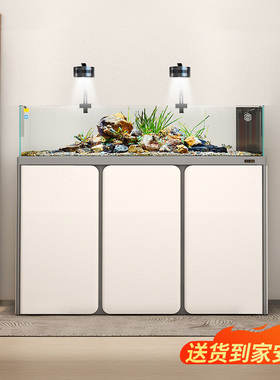 森森新款至臻ZHC超白溪流缸原生新款客厅家用生态造景底滤水族箱