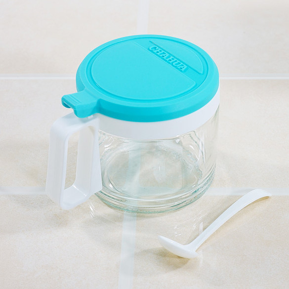 茶花正品 玻璃调味罐 圆形调味瓶 椭圆形调料盒厨房用品 6011