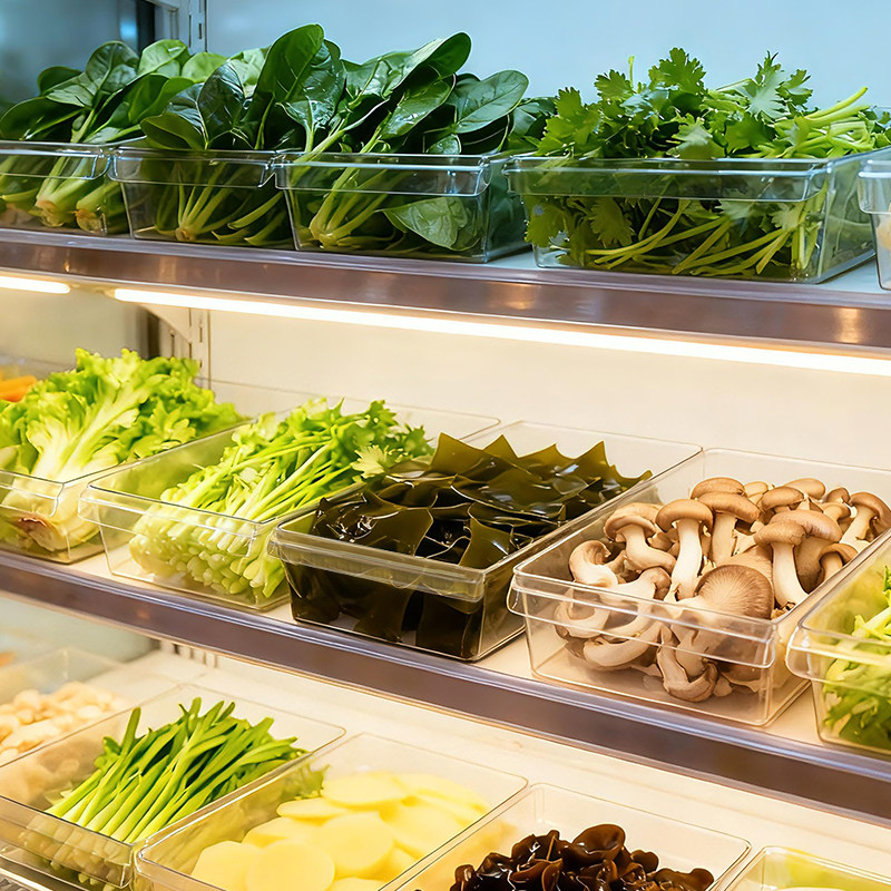 澳玛特麻辣烫菜品展示盒选菜盆 长方形塑料透明亚克力装放菜盒子