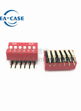 万康丨DA-06侧拨 6位拨码开关 弯脚 红色编码开关 脚距2.54MM