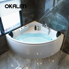 歐凱倫按摩浴缸家用雙人情侶扇形浴池三角成人浴盆小戶型1m-1.5米圖片