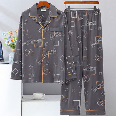 春秋季纯棉家居服套装男士