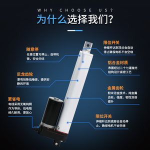 电动推杆伸缩杆升降杆直流大推力直线电机电缸推拉杆升降器伸缩器