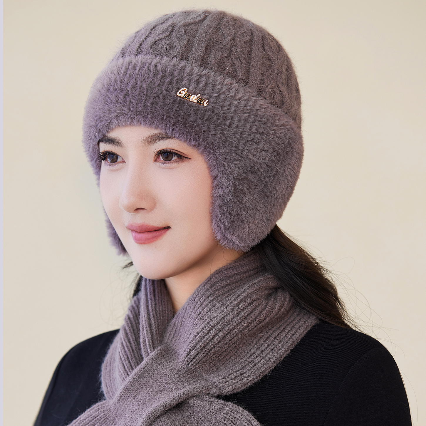 中老年人帽子女士妈妈冬天加绒厚护耳保暖毛线帽奶奶防风套头棉帽