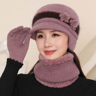 妈妈帽子女冬天加绒保暖帽老人护耳奶奶帽老太太冬帽老年人毛线帽