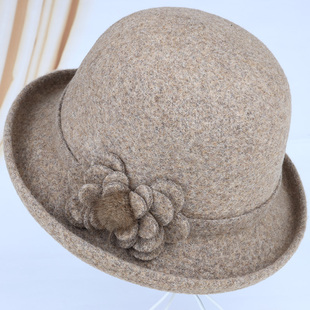 秋冬季中老年人帽子女毛呢礼帽老人妈妈冬天保暖帽奶奶老太太帽冬