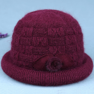 冬天帽子女士妈妈针织毛线帽老年人加绒厚保暖帽老人奶奶防寒女帽