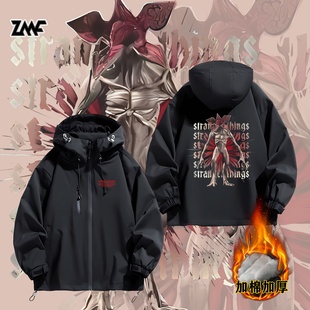 怪奇物语5美剧Stranger Things魔王周边冲锋衣夹克加棉外套棉服男