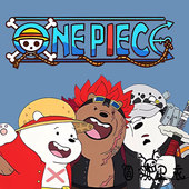 海贼王草帽团路飞索隆三只裸熊咱们联名动漫卡通圆领卫衣学生大童